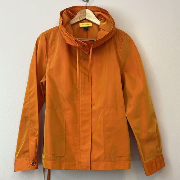 St John Collection Orange Cowl Neck Statement Jacket Medium Spring Summer Luxury - Picture 1 of 9